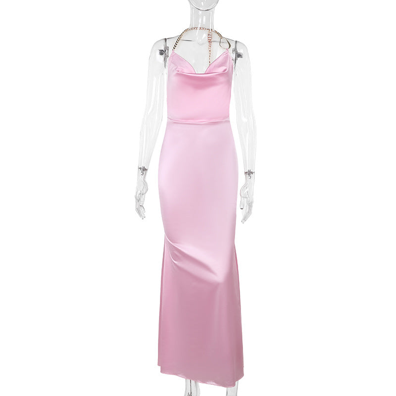 Fashion temperament Sexy slim-fitting pocket collar holiday dress