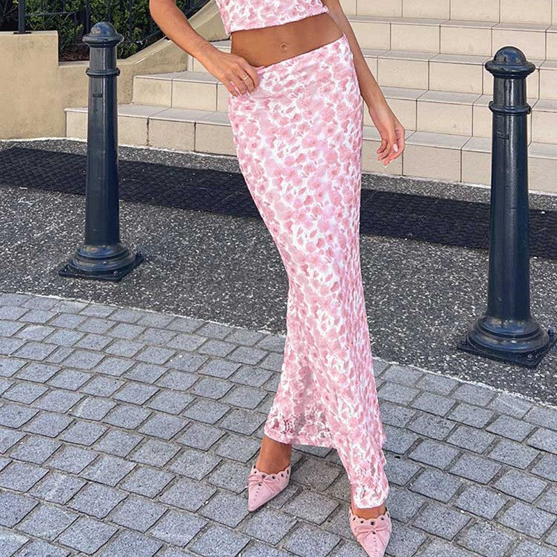 European and American style fashion casual versatile floral vest skirt suit women