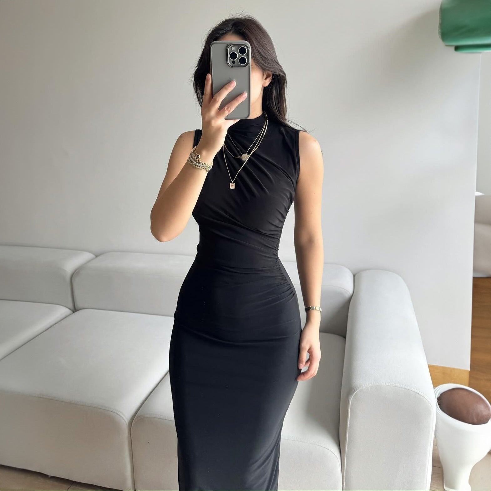 Sleeveless Ruched Midi Dress: Effortless Elegance for Every Occasion