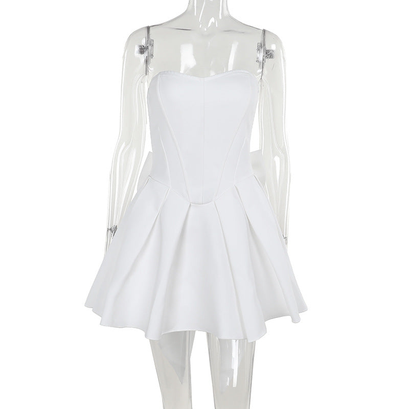 celebrity style tube top bow A swing light dress dress dress women