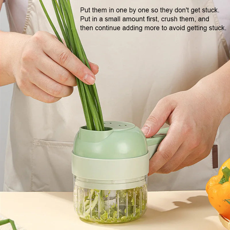 🍅 The 4-in-1 Electric Vegetable Slicer makes cooking faster & easier.