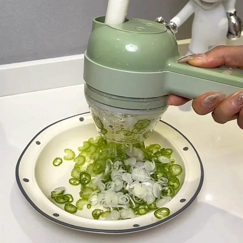 🍅 The 4-in-1 Electric Vegetable Slicer makes cooking faster & easier.