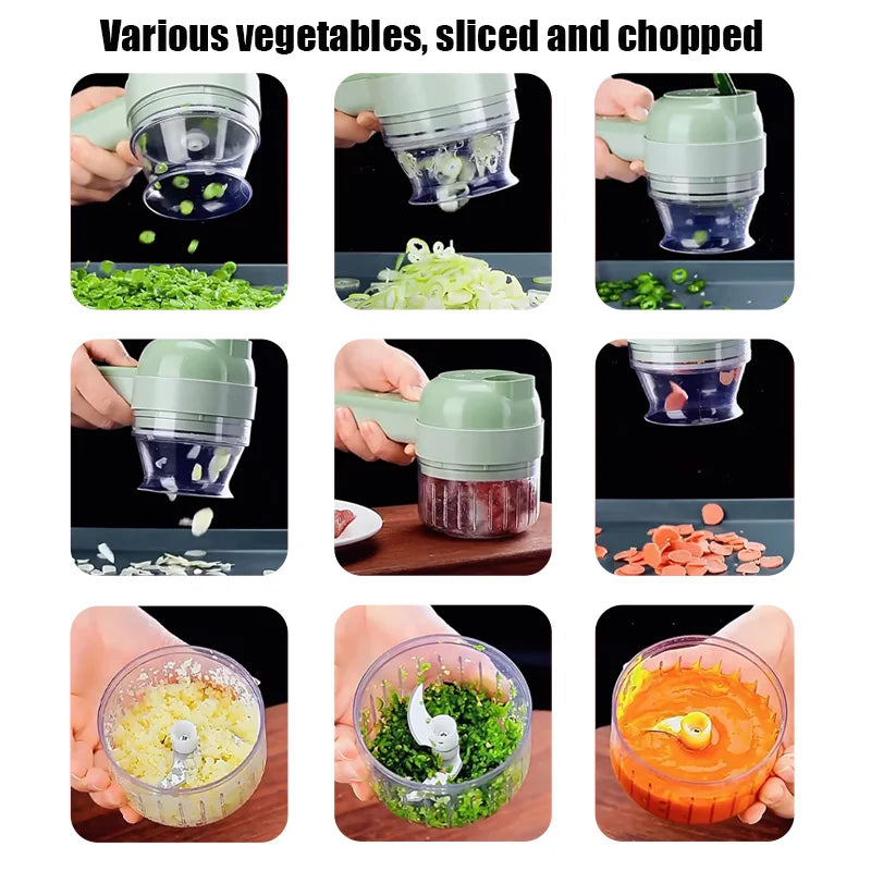 🍅 The 4-in-1 Electric Vegetable Slicer makes cooking faster & easier.